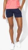 Sweet Dreams Navy Blue Solid Lounge Shorts Women