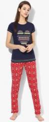 Sweet Dreams Red Printed Pyjama Set women