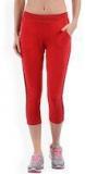 Sweet Dreams Red Solid Regular Fit Sports Capris Women