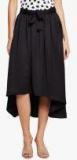 Taanz Black Solid Flared Knee Length Skirt women