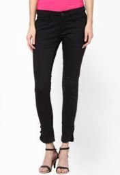 Taanz Solid Black Chinos Women