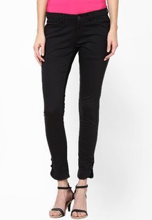 Taanz Solid Black Chinos women