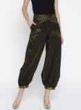 Taavi Black & Golden Striped Regular Fit Joggers Women