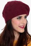 Tab91 Maroon Solid Cap Women