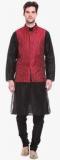 Tag 7 Black Solid Kurta Pyjama With Jacket Men