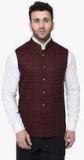 Tag 7 Black Woven Design Nehru Jacket Men