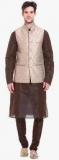 Tag 7 Brown Solid Kurta Pyjama With Jacket men