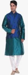 Tag 7 Green Solid Kurta Pyjama men