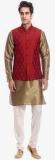 Tag 7 Khaki Solid Kurta Pyjama With Jacket men