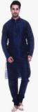 Tag 7 Navy Blue Solid Kurta Pyjama Men