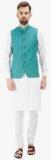 Tag 7 White Solid Kurta Pyjama With Jacket men