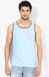 Tagd New York Blue Striped Round Neck Vest Men