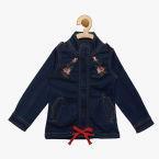 Tales & Stories Blue Embroidered Denim Jacket Girls