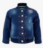 Tales & Stories Blue Self Design Lightweight Denim Jacket Girls