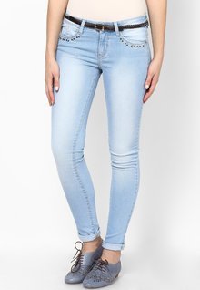 Tarama Aqua Blue Solid Jeans women