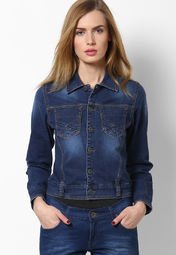 Tarama Blue Solid Summer Jacket Women