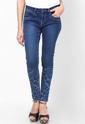 Tarama Printed Blue Jeans Women