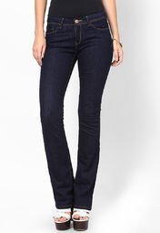 Tarama Solid Navy Blue Jeans Women