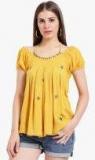 Taurus Mustard Self Design Blouse Women