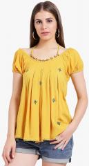 Taurus Mustard Self Design Blouse women