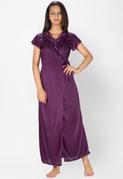 Teleno Solid Purple Nightwear Women