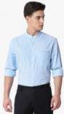 The Bear House Blue Self Design Slim Fit Formal Shirt Men