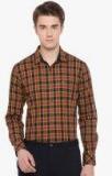 The Bear House Rust Regular Fit Checked Formal Shirt men