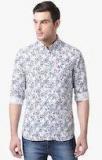 The Bear House White Printed Slim Fit Casual Shirt Men