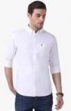 The Bear House White Solid Slim Fit Casual Shirt men