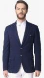 The Design Factory Blue Solid Blazer Men