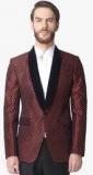 The Design Factory Red Printed Blazer Men