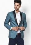 The Design Factory Solid Blue Blazer Men