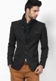 The Design Factory Solid Charcoal Grey Blazer Men