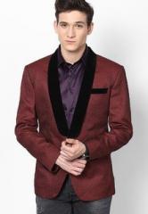 The Design Factory Solid Maroon Blazer men