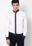 The Design Factory Solid White Casual Shirt Men