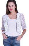 The Gud Look Printed White Shrug Women