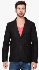 The Indian Garage Co Black Solid Jackets & Blazers men