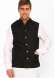 The Indian Garage Co Solid Black Waistcoat Men