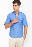 The Indian Garage Co Solid Blue Short Kurta Men