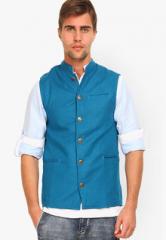 The Indian Garage Co Solid Blue Waistcoat men