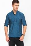 The Indian Garage Co Solid Cobalt Blue Short Kurta Men