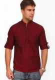 The Indian Garage Co Solid Maroon Kurta Men