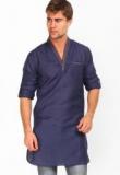 The Indian Garage Co Solid Navy Blue Kurta Men