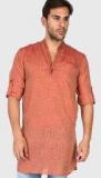 The Indian Garage Co Solid Orange Kurta Men