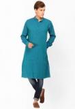 The Indian Garage Co Solid Teal Kurta Men