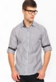 The Indian Garage Co Striped Grey Casual Shirt Men