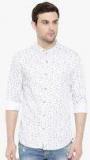 The Indian Garage Co White Slim Fit Printed Casual Shirt Men