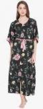 The Kaftan Company Black Printed Nightdress Women