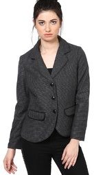 The Vanca Checks Black Jacket & Blazer Women