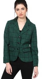 The Vanca Checks Green Jacket & Blazer Women